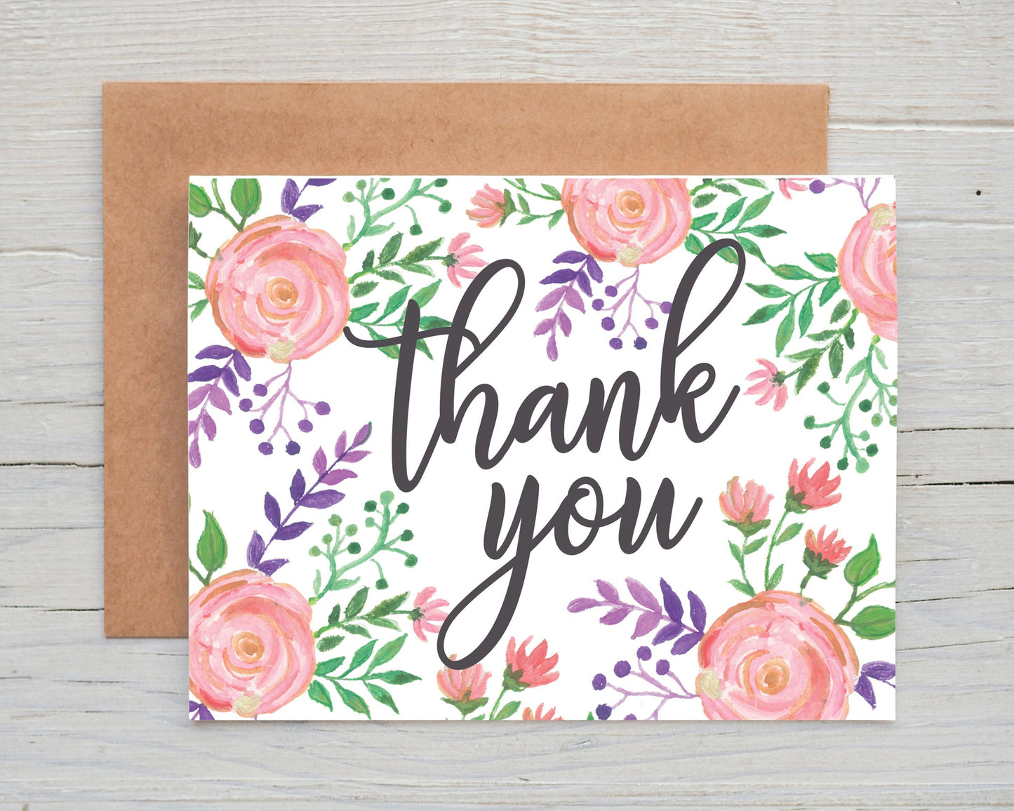 Thank You Card, Floral Thank You Cards, Thank You Cards Pack, Thank You Cards Wedding Bridal Shower Thank you Cards, Item Code - COTC T04