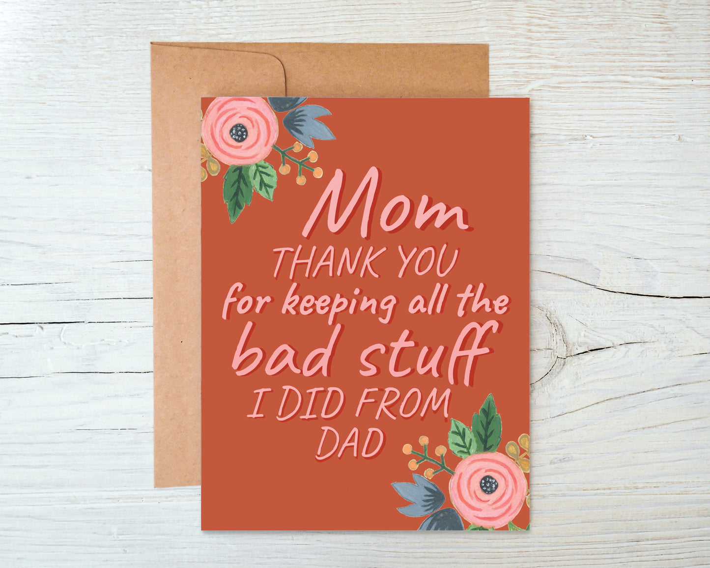Mother's Day Cards, Floral Mothers Day Card, Card for Mom, Funny Mum Card, Card from Daughter, Item Code - COTC M16