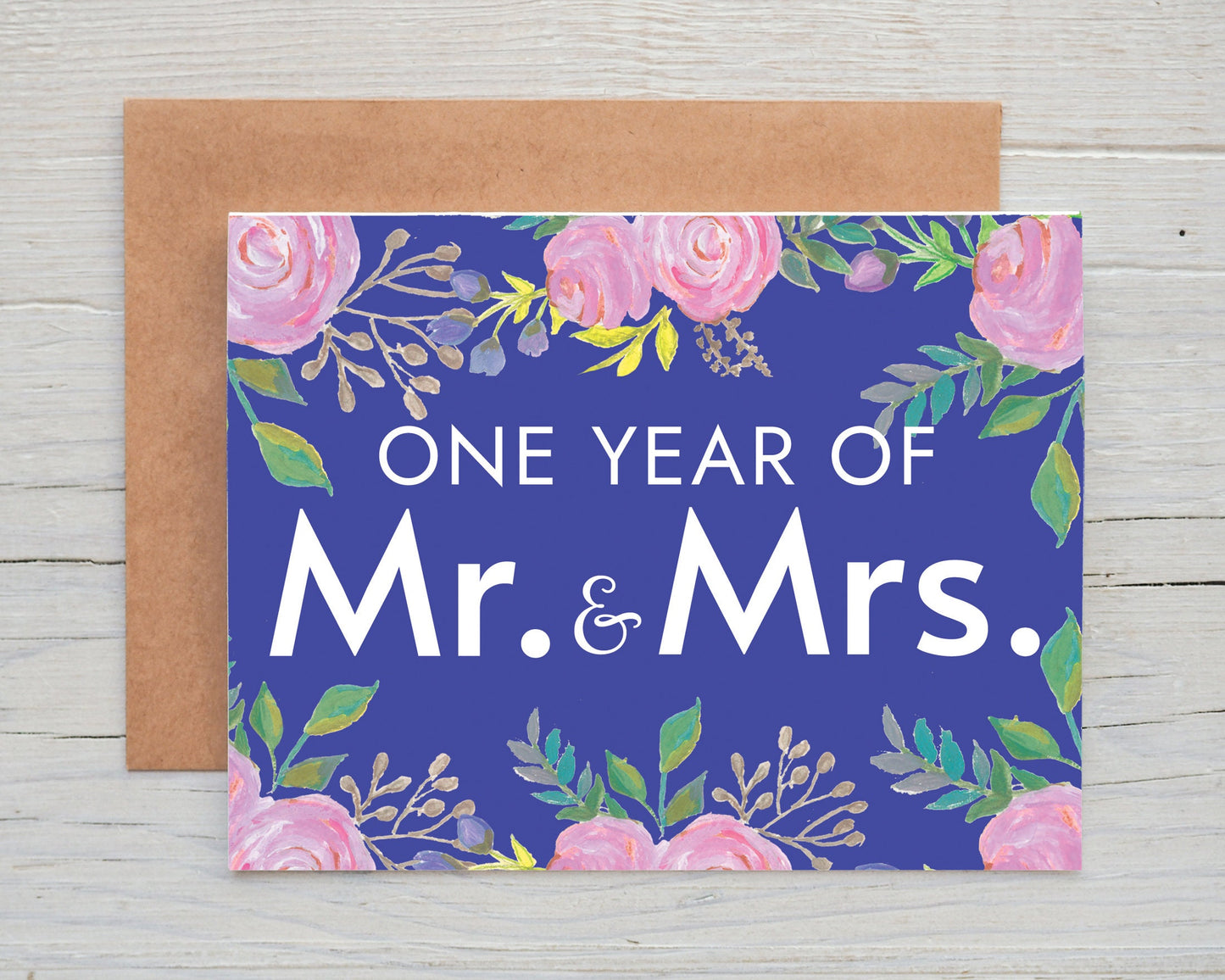 One Year Anniversary Card, Floral First Anniversary Card, 1st Anniversary Card for Wife Husband, Wedding Anniversary, Item Code - COTC L35