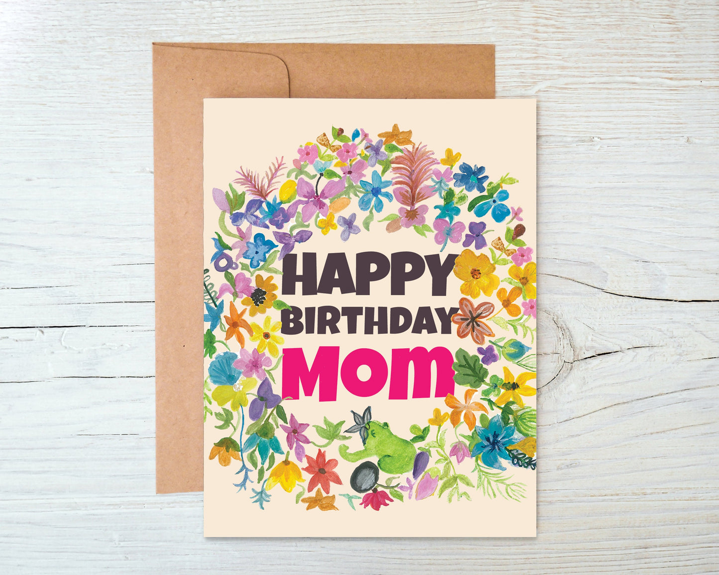 Birthday Card for Mom, Happy Birthday Mom, Card for Mum, Birthday Card for Mum, Floral Watercolor Mom Birthday Card, Item Code - COTC B01
