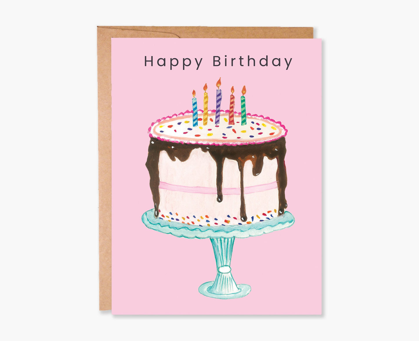 Happy Birthday Card with Cake and Candles, Cute Birthday Card, Birthday, Sweet Birthday Card, Blank Birthday Greeting, Item Code - COTC B43